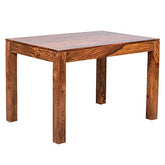 MoonWooden Solid Sheesham Wood 4 Seater Dining Table | Space Saving Dinning Table Set With 3 Chairs & 1 Bench For Home & Office | Wooden Kitchen Dinner Table | Rosewood, Honey Brown